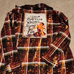 Plaid Shirt with Graphic Back Patch